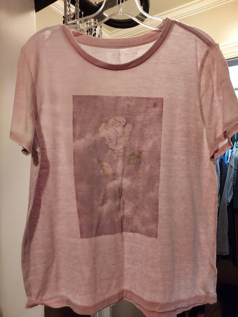 Lucky Brand Rose Graphic Tee L